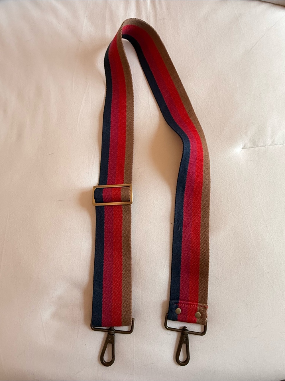 Parker Thatch Adjustable Red and Navy Striped Bag Strap
